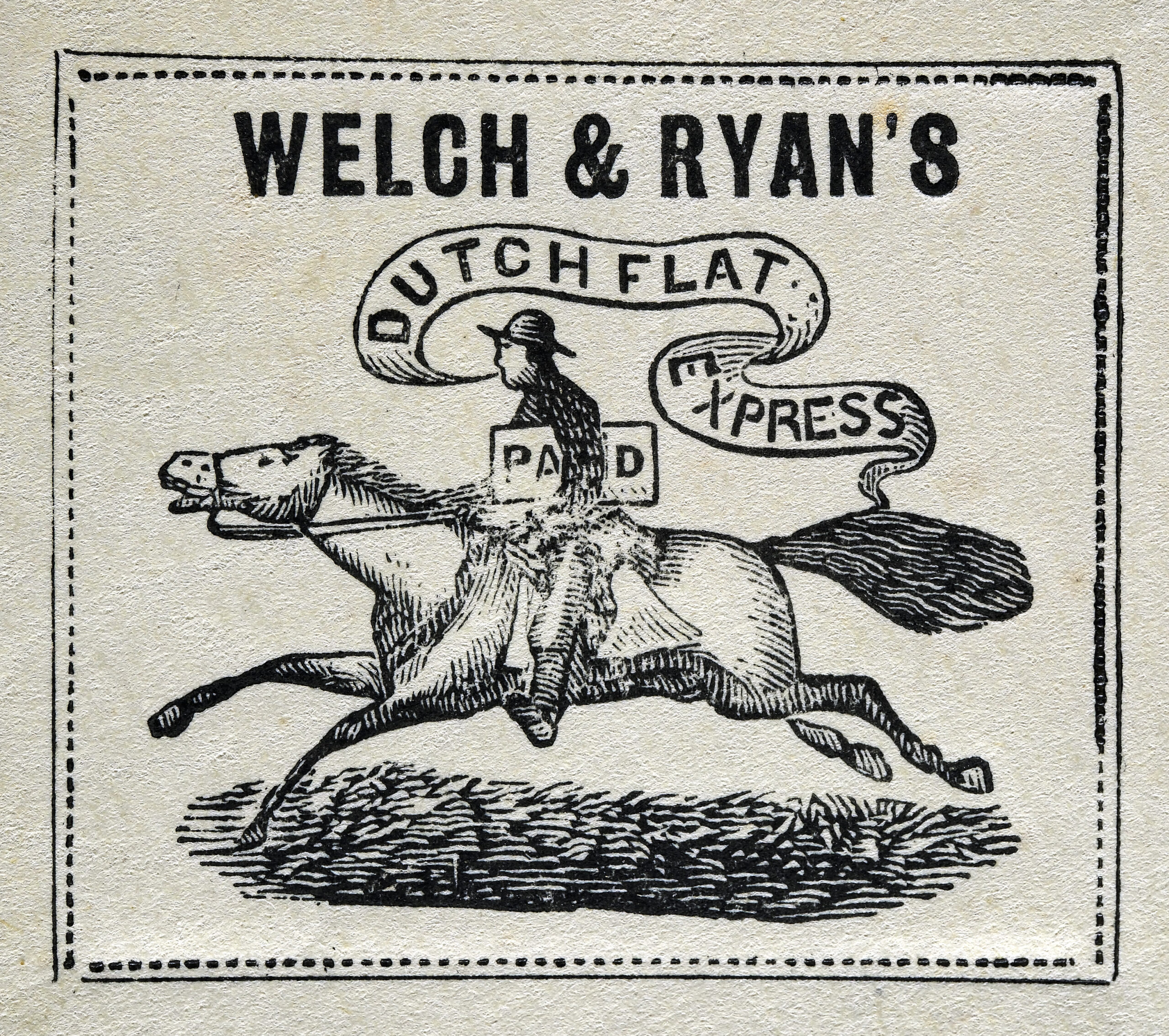 Welch & Ryan's Dutch Flat, One of Two Unused Printed Franks