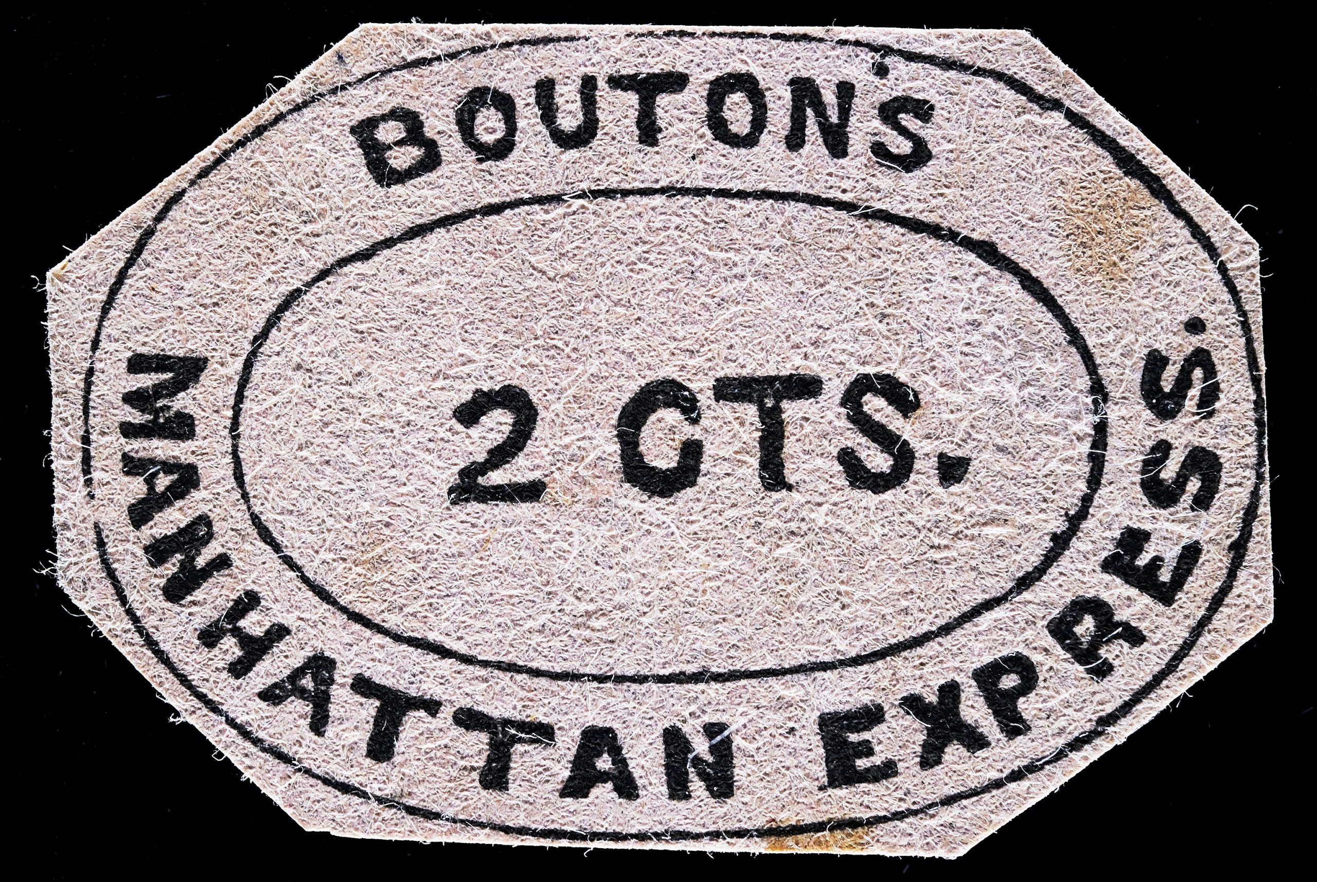 Bouton's Manhattan Express, 2c Black on Pink,17L1, Unused, Cut to Shape, Signed George Sloane