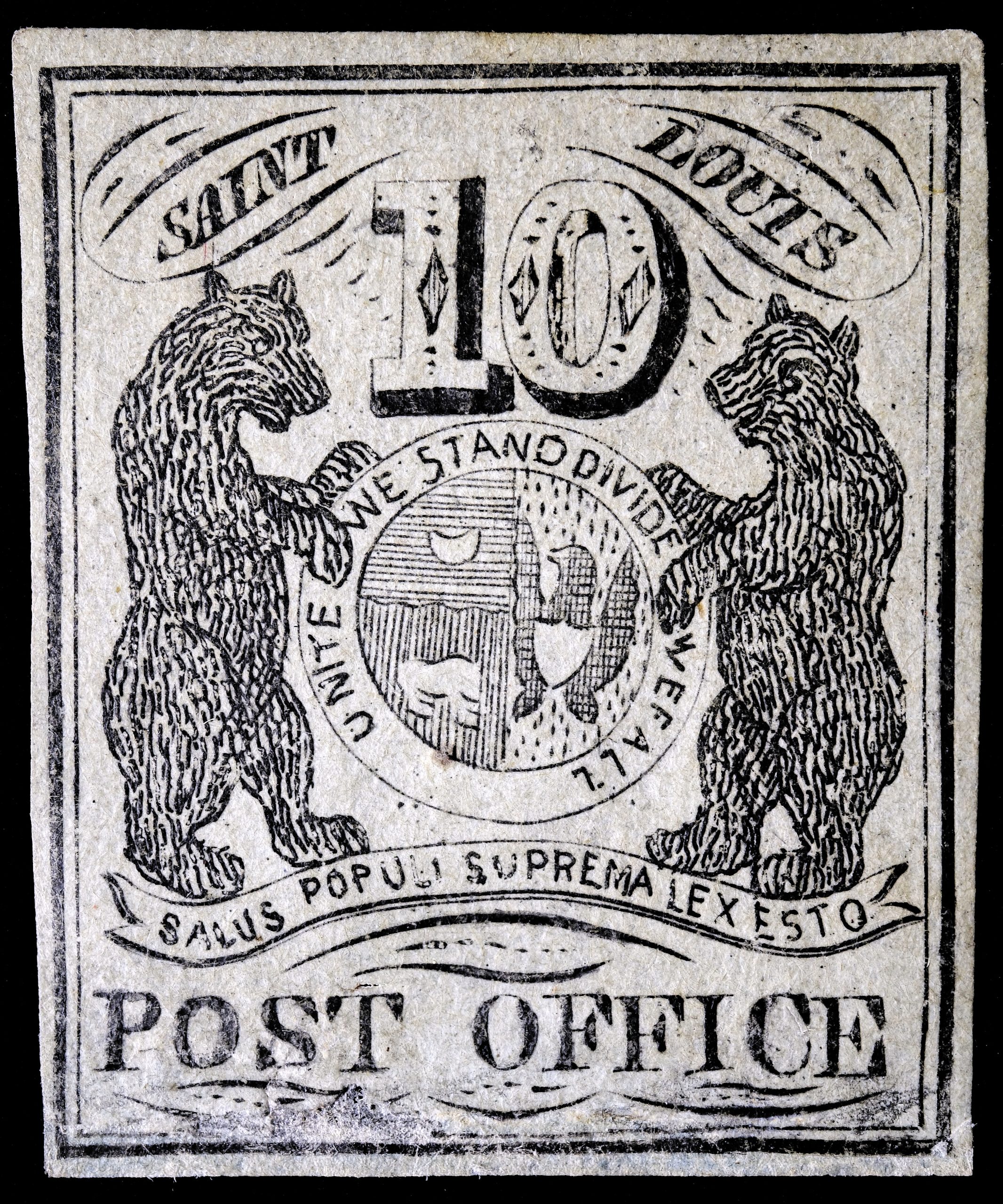 #11X2 1845 10c Black on Gray Lilac, St. Louis, Missouri, Type II, Position 6, Full Margins, Unused, No Gum